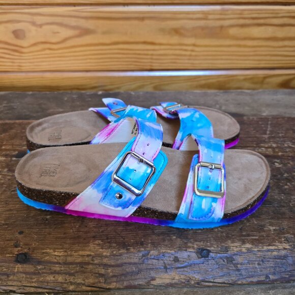 Never worn size 9 hand-colored tie-dye Birk-style sandals! - Picture 2 of 5